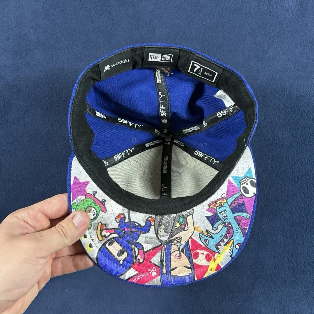 Tokidoki New Era 59FIFTY Fitted Hat 7 1/2 Blue Ninja Skateboard Hot Dog Cap 2010